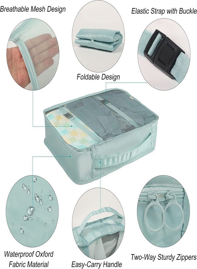STESHWK Foldable Travel Luggage Organizer Storage Bags With 7 Set Packing Cubes with Shoe Bag for Travel Accessories (Sky Blue) - Image 4
